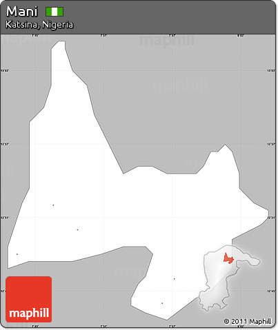 Gray Simple Map of Mani, single color outside