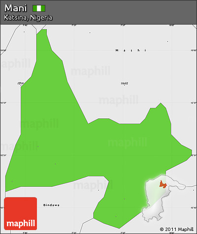 Political Simple Map of Mani, single color outside, borders and labels