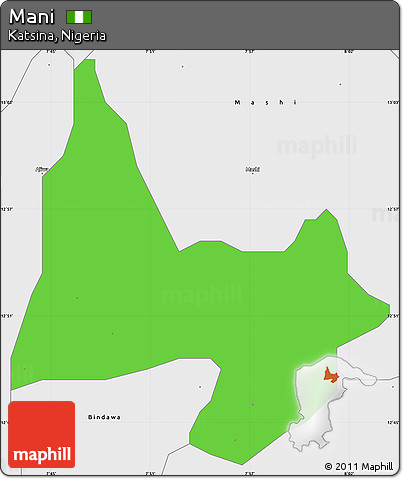 Political Simple Map of Mani, single color outside, borders and labels