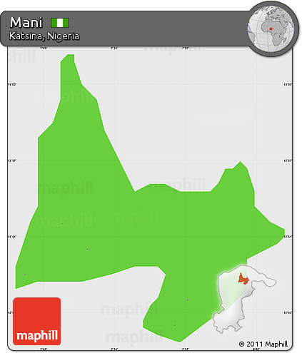 Political Simple Map of Mani, single color outside
