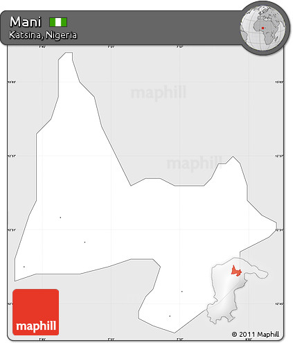 Silver Style Simple Map of Mani, single color outside