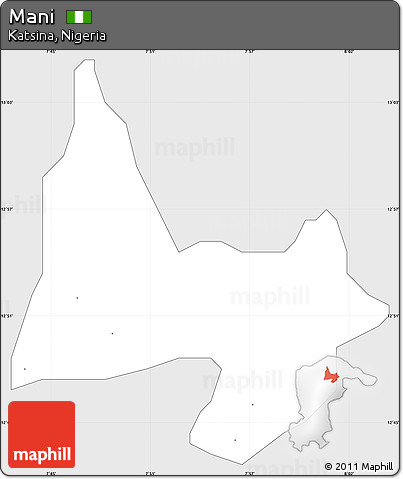 Silver Style Simple Map of Mani, single color outside