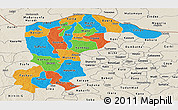 Political Panoramic Map of Katsina, shaded relief outside