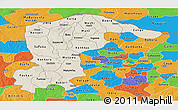 Shaded Relief Panoramic Map of Katsina, political outside