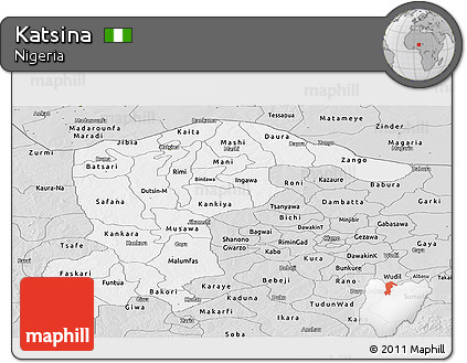 Silver Style Panoramic Map of Katsina