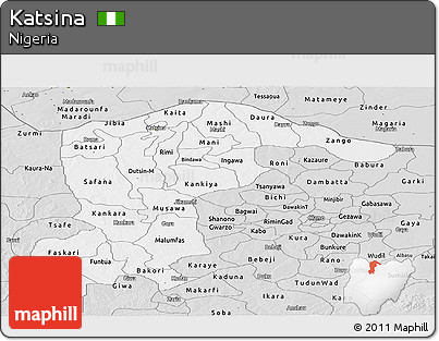 Silver Style Panoramic Map of Katsina