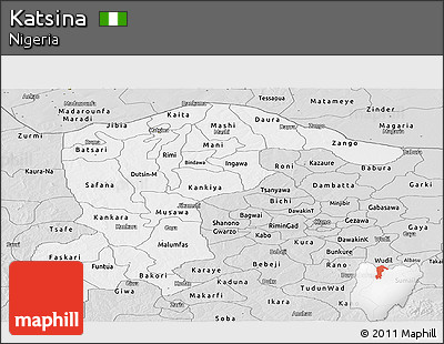 Silver Style Panoramic Map of Katsina
