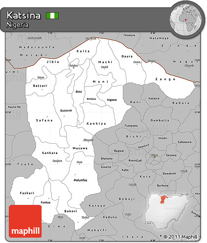 Gray Simple Map of Katsina
