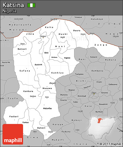 Gray Simple Map of Katsina