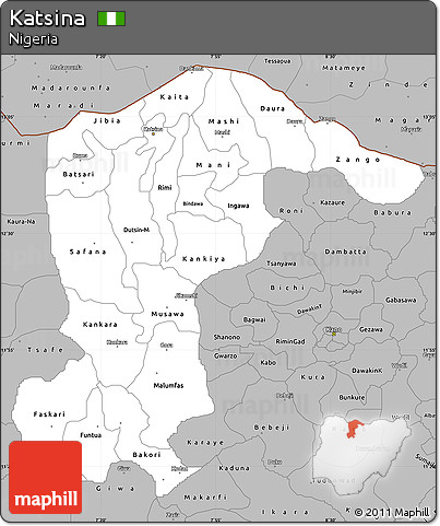 Gray Simple Map of Katsina