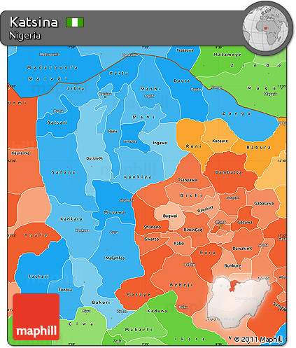 Political Shades Simple Map of Katsina