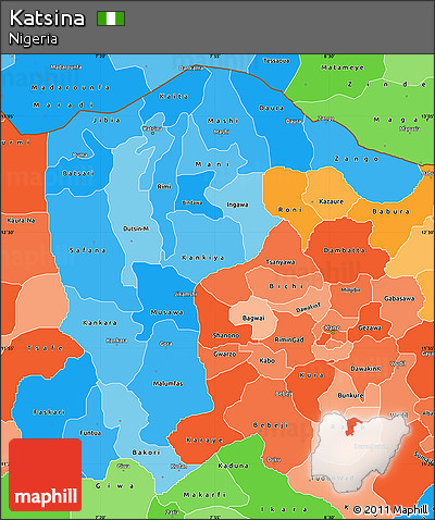 Political Shades Simple Map of Katsina