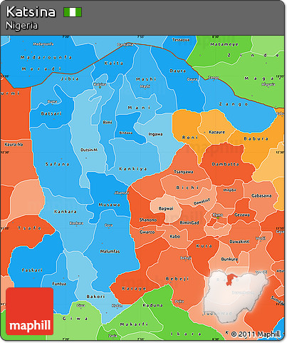 Political Shades Simple Map of Katsina