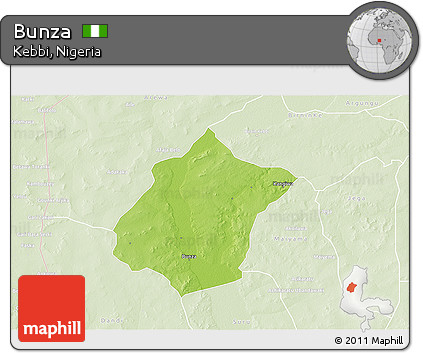Physical 3D Map of Bunza, lighten