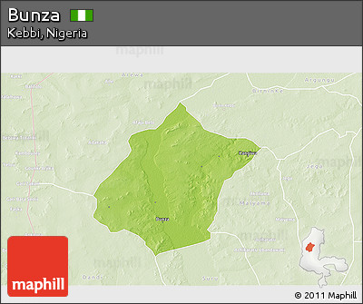 Physical 3D Map of Bunza, lighten