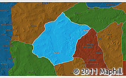 Political 3D Map of Bunza, darken