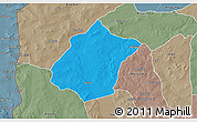 Political 3D Map of Bunza, semi-desaturated