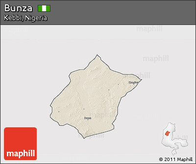 Shaded Relief 3D Map of Bunza, cropped outside