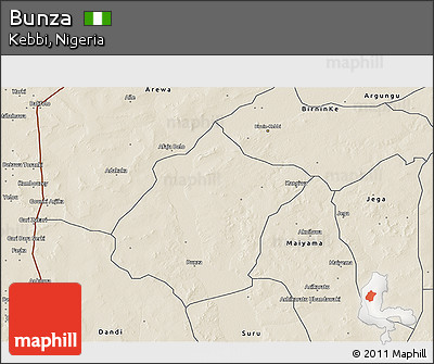 Shaded Relief 3D Map of Bunza