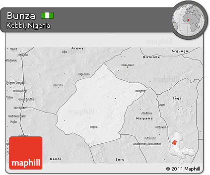 Silver Style 3D Map of Bunza