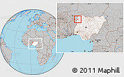 Gray Location Map of Bunza, highlighted country, within the entire country