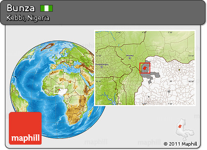 Physical Location Map of Bunza, highlighted country, highlighted parent region