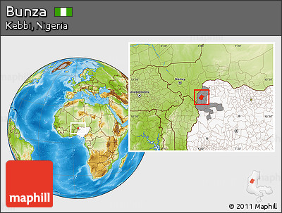 Physical Location Map of Bunza, highlighted country, highlighted parent region
