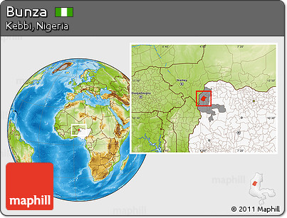 Physical Location Map of Bunza, highlighted country, highlighted parent region