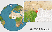 Satellite Location Map of Bunza, highlighted country
