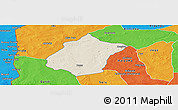 Shaded Relief Panoramic Map of Bunza, political outside
