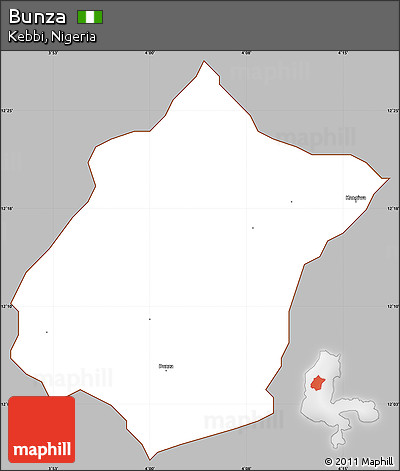Gray Simple Map of Bunza, cropped outside