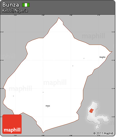 Gray Simple Map of Bunza, cropped outside