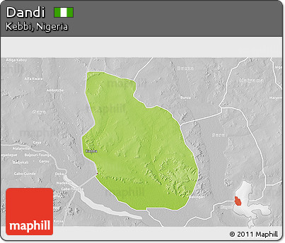Physical 3D Map of Dandi, lighten, desaturated