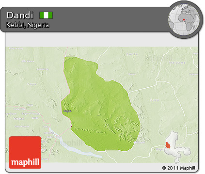 Physical 3D Map of Dandi, lighten