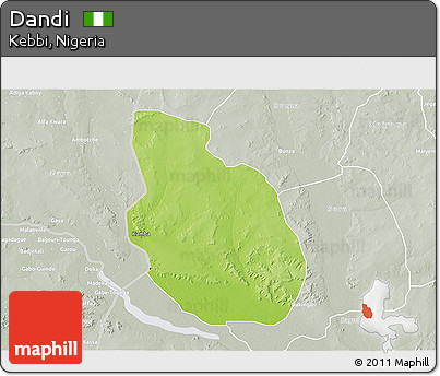 Physical 3D Map of Dandi, lighten, semi-desaturated