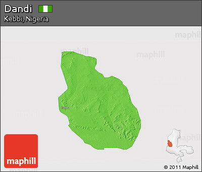 Political 3D Map of Dandi, single color outside