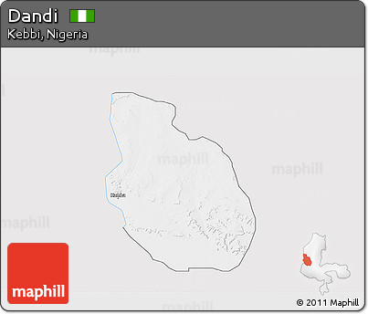 Silver Style 3D Map of Dandi, single color outside