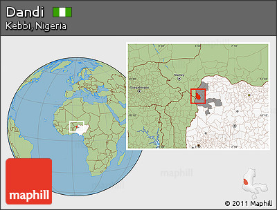 Savanna Style Location Map of Dandi, highlighted country, highlighted parent region