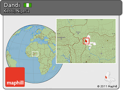 Savanna Style Location Map of Dandi, highlighted parent region