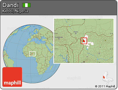Savanna Style Location Map of Dandi, highlighted parent region