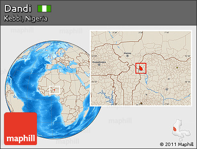 Shaded Relief Location Map of Dandi