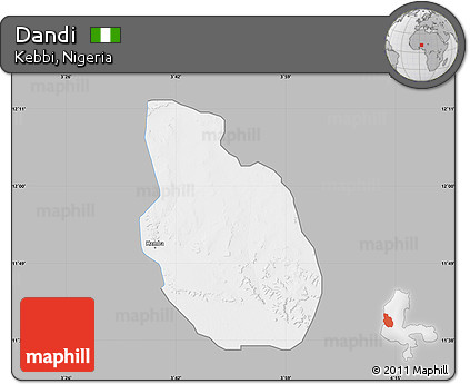 Gray Map of Dandi, single color outside