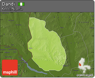 Physical Map of Dandi, darken