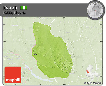 Physical Map of Dandi, lighten