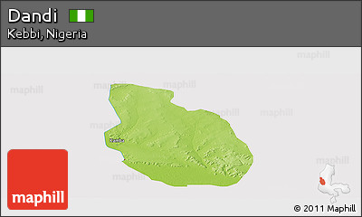 Physical Panoramic Map of Dandi, cropped outside