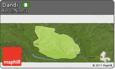 Physical Panoramic Map of Dandi, darken