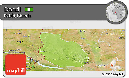 Physical Panoramic Map of Dandi, satellite outside