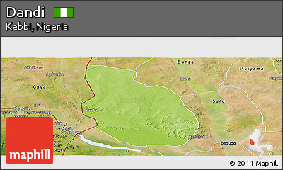 Physical Panoramic Map of Dandi, satellite outside