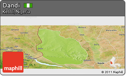 Physical Panoramic Map of Dandi, satellite outside