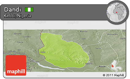 Physical Panoramic Map of Dandi, semi-desaturated